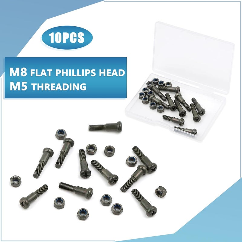 Minho Motorcycle Handlebar Lever Pivot Bolt in Low Carbon Steel Material,M8 Flat Phillips Head,M5 Threading,Overall Lenght 22mm for Handlebar Combination Switches, Pack of 10 - Image 2